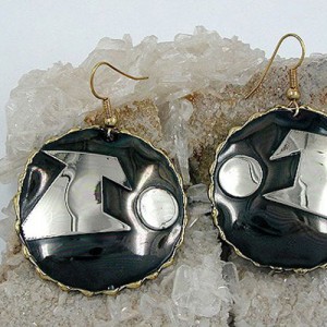 Ohrhaken rund Messing scharz-chrom