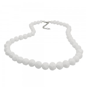 Kette nicht ganz runde Kunststoffperlen weiß-glänzend 42cm