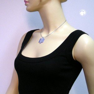 Collier Halskette Blüte blau-silber 40cm
