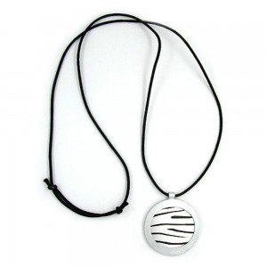 Halskette Scheibe silber-schwarz 90cm