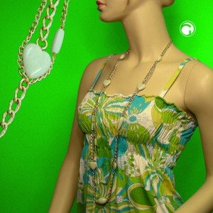 Halskette mint Gold-farbig 2-reihig 90/110cm