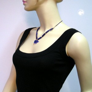 Collier Halskette Elefant blau Walze lapis-blau 40cm