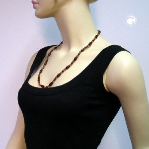 Collier Halskette Perlen Schildpatt und Holz 60cm