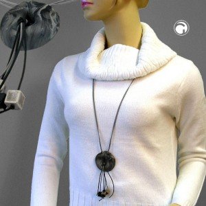 Collier Halskette Ring grau-silber-marmoriert 100cm