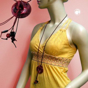 Collier Halskette Ring rot-schwarz-glänzend 100cm