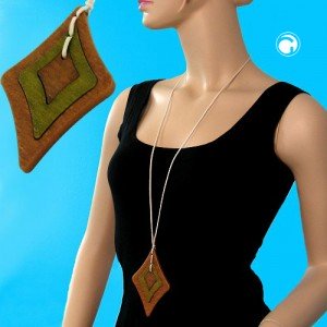 Collier Halskette Rautenbarock braun grün 3-tlg 90cm