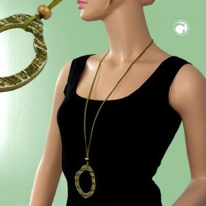 Collier Halskette Baumring 1-teilig grün ca. 90cm