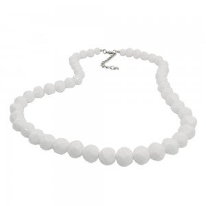 Kette nicht ganz runde Kunststoffperlen weiß-glänzend 42cm