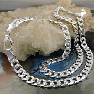 Halskette Panzer flach Muster 925 Sterlingsilber 45cm