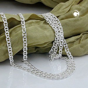 Halskette Stegpanzer 2x diamantiert 925 Sterlingsilber 42cm