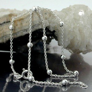 Fußkette Anker 13x Kugel 925 Sterlingsilber 25cm