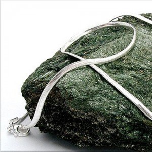 Halskette 25mm Schlange-flach 925 Sterlingsilber 38cm