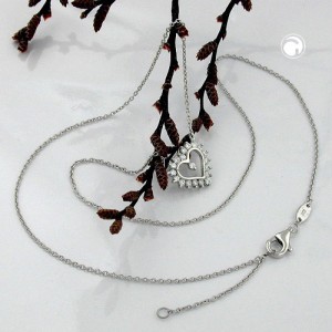 Halskette mit Herz rhodiniert 925 Sterlingsilber 43cm
