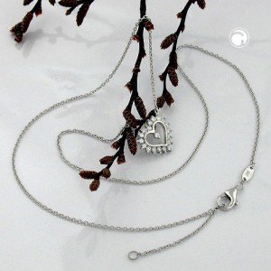 Halskette mit Herz rhodiniert 925 Sterlingsilber 43cm