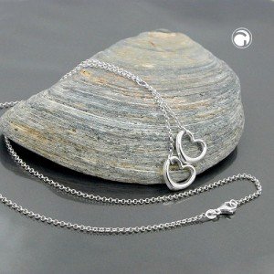 Halskette Y-Halskette mit 2 Herzen 925 Sterlingsilber 43cm