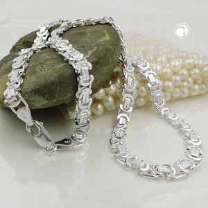 Halskette 6x2mm KönigsHalskette 925 Sterlingsilber 45cm