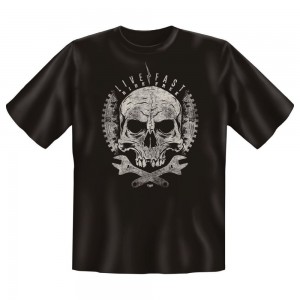 Fun T-Shirt Live Fast and Ride Free Totenkopf