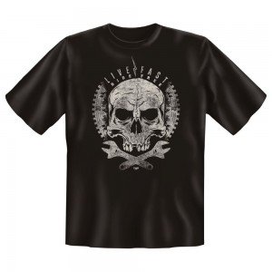 Fun T-Shirt Live Fast and Ride Free Totenkopf