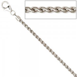 Zopfkette 925 Sterling Silber 2,2mm 50cm Halskette Kette Silberkette Karabiner