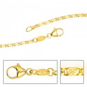 S-Panzerkette 333 Gelbgold diamantiert 1,6mm 42cm Gold Halskette Goldkette
