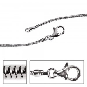 Schlangenkette 585 Weißgold 1,4mm 38cm Gold Kette Halskette Weißgoldkette