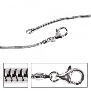 Schlangenkette 585 Weißgold 1,4mm 42cm Gold Kette Halskette Weißgoldkette