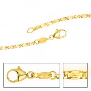 S-Panzerkette 333 Gelbgold diamantiert 1,6mm 42cm Gold Halskette Goldkette