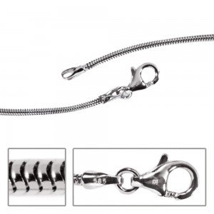 Schlangenkette 585 Weißgold 1,4mm 38cm Gold Kette Halskette Weißgoldkette