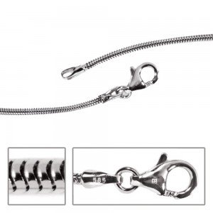 Schlangenkette 585 Weißgold 1,4mm 42cm Gold Kette Halskette Weißgoldkette