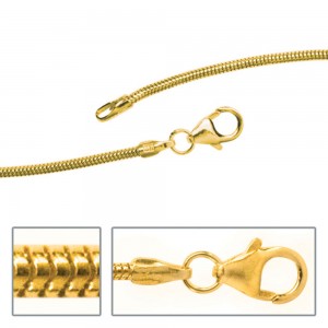Schlangenkette 585 Gelbgold 1,4mm 38cm Gold Kette Halskette Goldkette