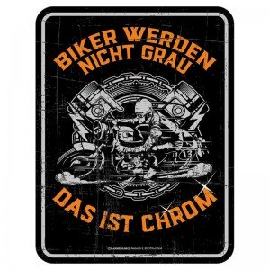 Magnetschild - Biker grau