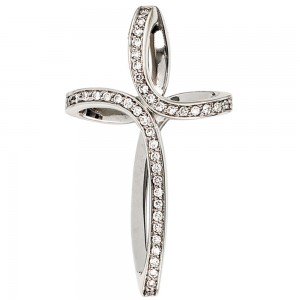 Anhänger Kreuz 585 Weißgold 40 Diamanten Brillanten Kreuzanhänger Goldkreuz