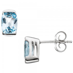 Ohrstecker 585 Weißgold 2 Blautopase hellblau Ohrringe Goldohrstecker