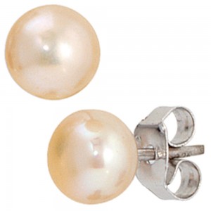 Ohrstecker 925 Sterling Silber 2 Süßwasser Perlen rosé Ohrringe Perlenohrstecker