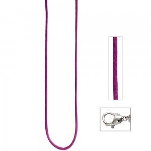 Collier Halskette Seide pflaume 42cm, Verschluss 925 Silber Kette