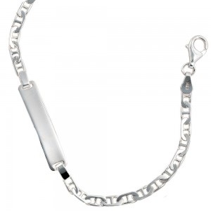 Schildband 925 Sterling Silber 19cm Gravur ID Armband Karabiner