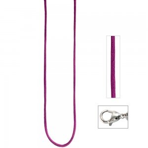 Collier Halskette Seide pflaume 42cm, Verschluss 925 Silber Kette