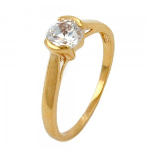 Ring Zirkonia 7,5mm gold-plattiert 3 Mikron Größe 62