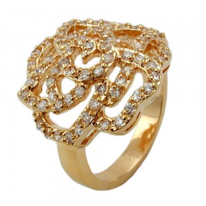 Ring mit weißen Zirkonias mit 3 Mikron vergoldet Größe 56