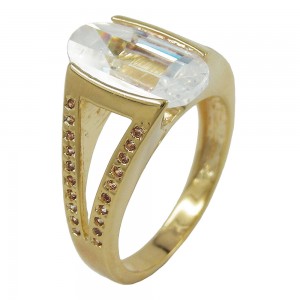Ring Zirkonia weiß 3 Mikron vergoldet Größe 64