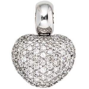 Anhänger Herz 585 Weißgold 107 Diamanten Brillanten Herzanhänger