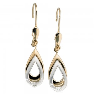Ohrhänger 585 Gelbgold Weißgold bicolor 2 Diamanten Brillanten Ohrringe