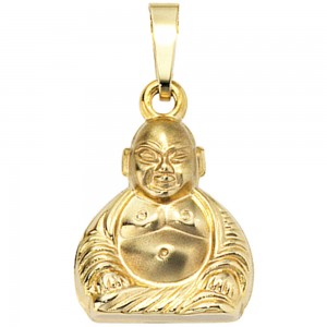 Anhänger Buddha 333 Gelbgold mattiert Goldanhänger