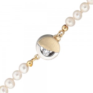 Kettenschließe Schließe 333 Gelbgold bicolor mattiert 2 Zirkonia