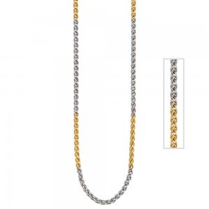 Zopfkette 585 Gelbgold Weißgold bicolor 2,2mm 42cm Gold Kette Goldkette
