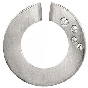 Anhänger rund 950 Platin mattiert 4 Diamanten Brillanten 0,06ct. Platinanhänger