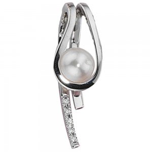 Anhänger 585 Weißgold 1 Süßwasser Perle 5 Diamanten Perlenanhänger