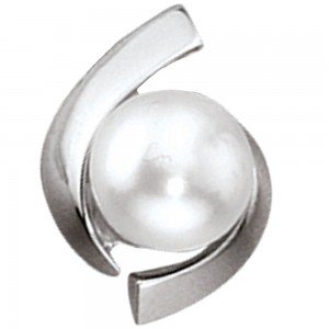 Anhänger 333 Gold Weißgold 1 Süßwasser Perle Perlenanhänger 1.9g