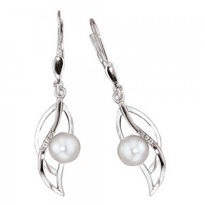 Boutons 585 Weißgold mattiert 6 Diamanten Brillanten Ohrringe Ohrhänger