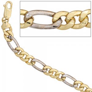 Figaroarmband 333 Gelbgold Weißgold bicolor 19cm Armband Karabiner
